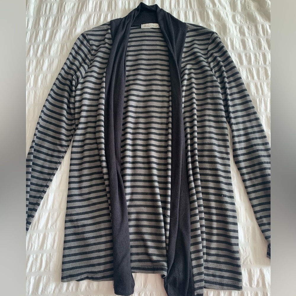 Michael Farrell Black and Gray Striped Women's Cardigan - Picture 13 of 16